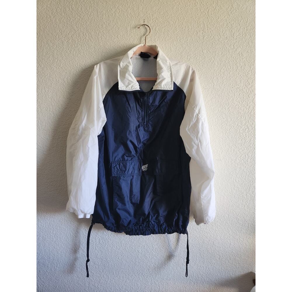 Vintage U.S.A Olympics White & Blue Windbreaker Unisex-Lg